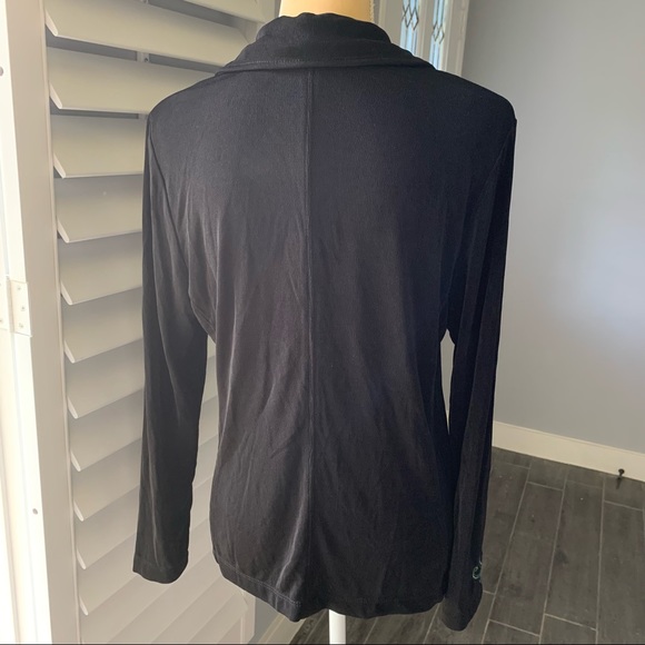 CHICOS TRAVELERS BLACK EMBROIDERED SWEATER/CARDIGAN SIZE 1/M - Picture 7 of 8